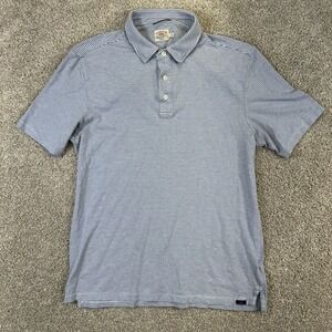 Faherty Polo Shirt Mens Medium Blue Striped Cotton Modal Stretch Short Sleeve